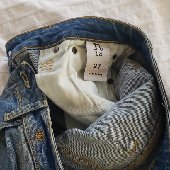 R13 Kate Assymmetrical frayed Hem Branson Jean - Picture 6 of 7